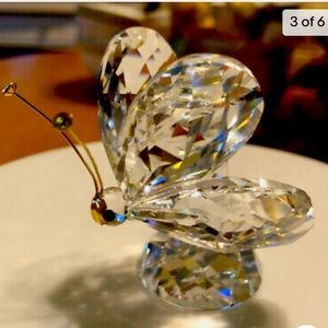 Swarovski Crystal Figural butterfly Gold Face & Rhinestone Antennas